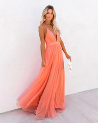 Elegant Backless A Line Maxi Dress