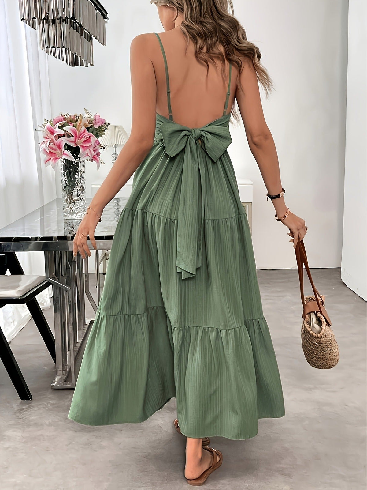 Image of Women's Spaghetti Strap A-Line Maxi Dress