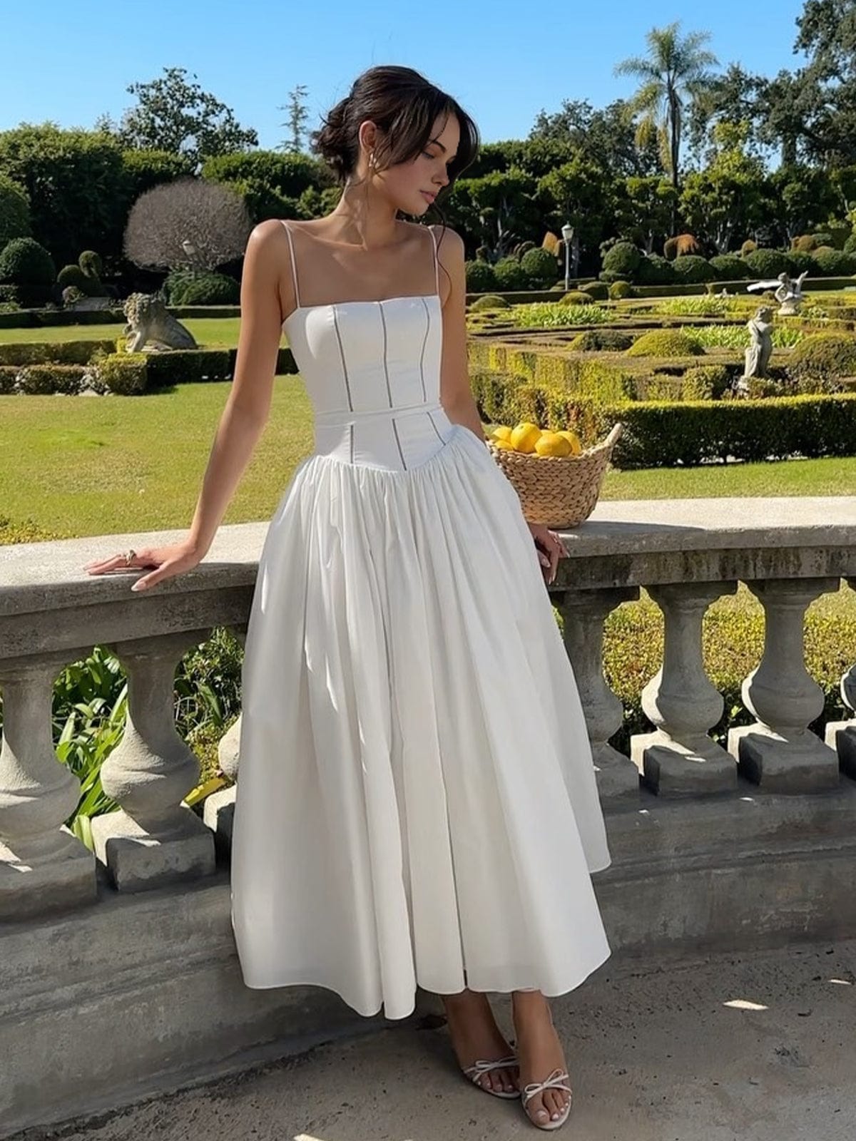 Image of Women's Spaghetti Strap A-Line Midi Dress