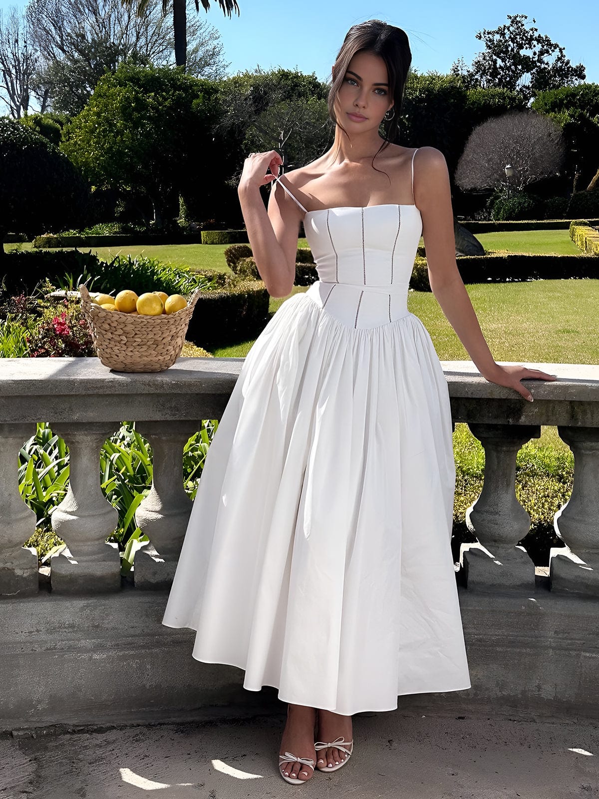 Image of Women's Spaghetti Strap A-Line Midi Dress