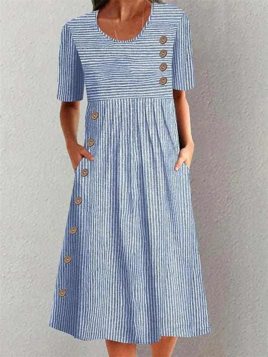 Image of Women's Striped A-Line Midi Dress