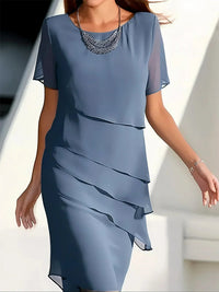 Elegant Chiffon Tiered Wedding Guest Midi Dress