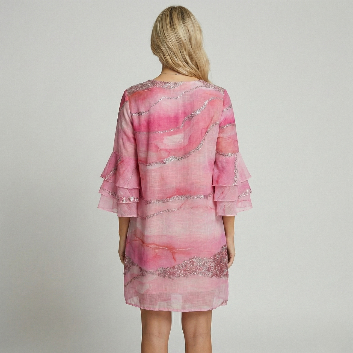 Image of Women's Tiered Sleeve Knee Length Shift Dress
