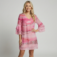 Women's Elegant Sequin Puff Sleeve Midi Dress