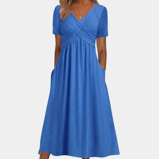 Image of Women's V-Neck A-Line Midi Dress