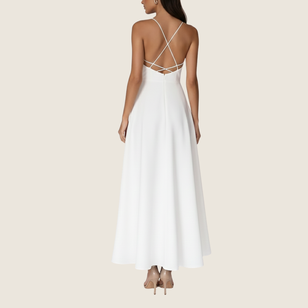 Image of Women's V-Neck A-Line Midi Dress