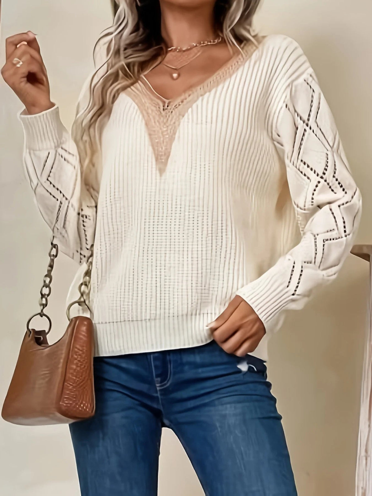Image of Women's V-Neck Knit Sweater