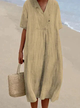 Image of Women's V-Neck Midi Tunic Dress