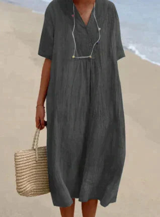Image of Women's V-Neck Midi Tunic Dress