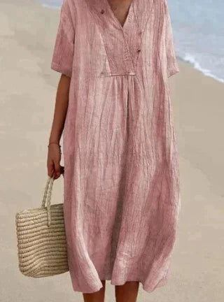 Image of Women's V-Neck Midi Tunic Dress