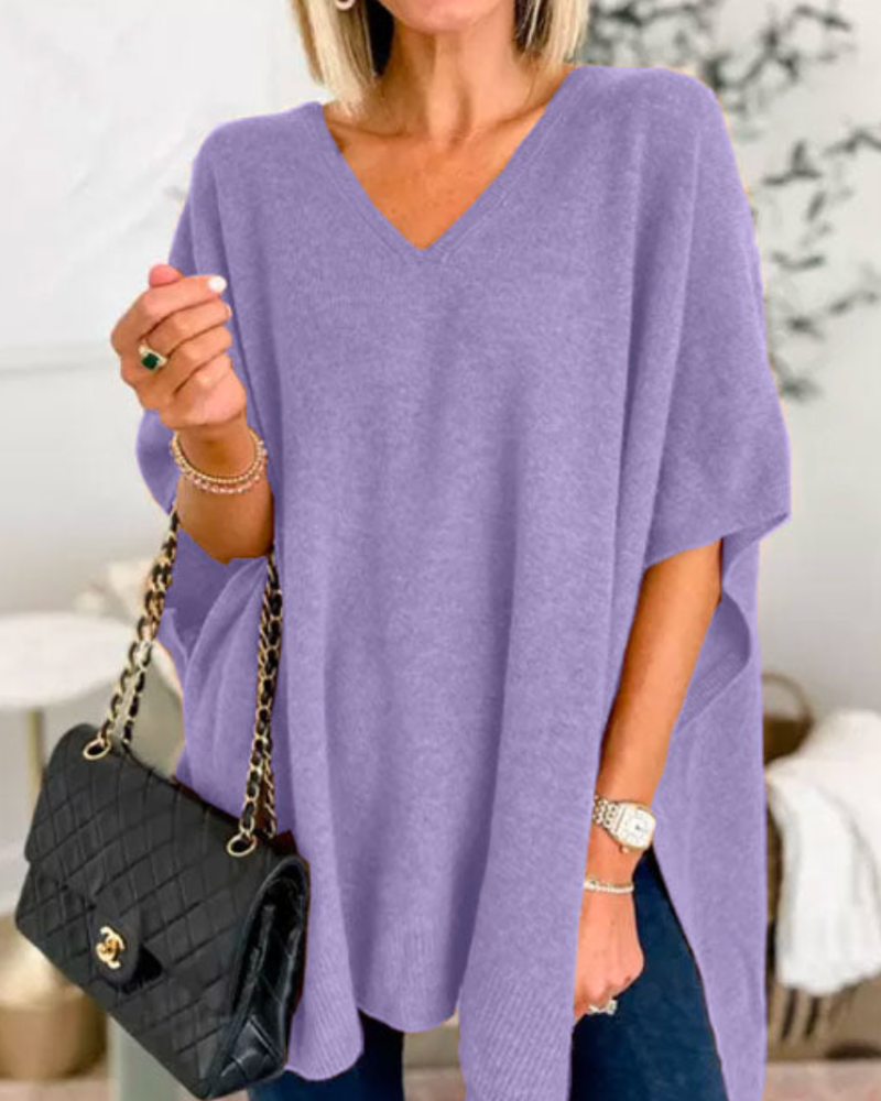Image of Women's V-Neck Poncho Sweater