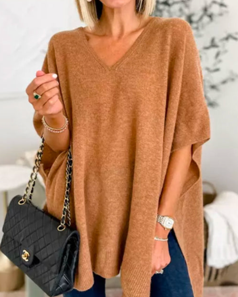 Image of Women's V-Neck Poncho Sweater