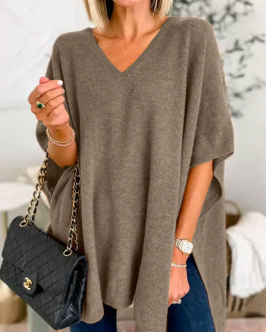 Image of Women's V-Neck Poncho Sweater