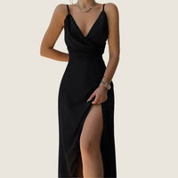 Elegant Satin Wrap Midi Dress