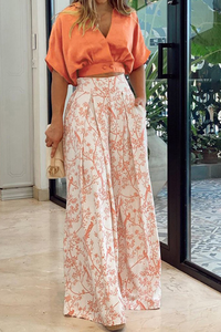 Women's Wide Leg Printed Pant Set