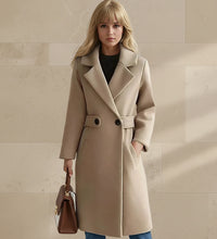 Women's Tailored Belted Coat with Wide Lapel