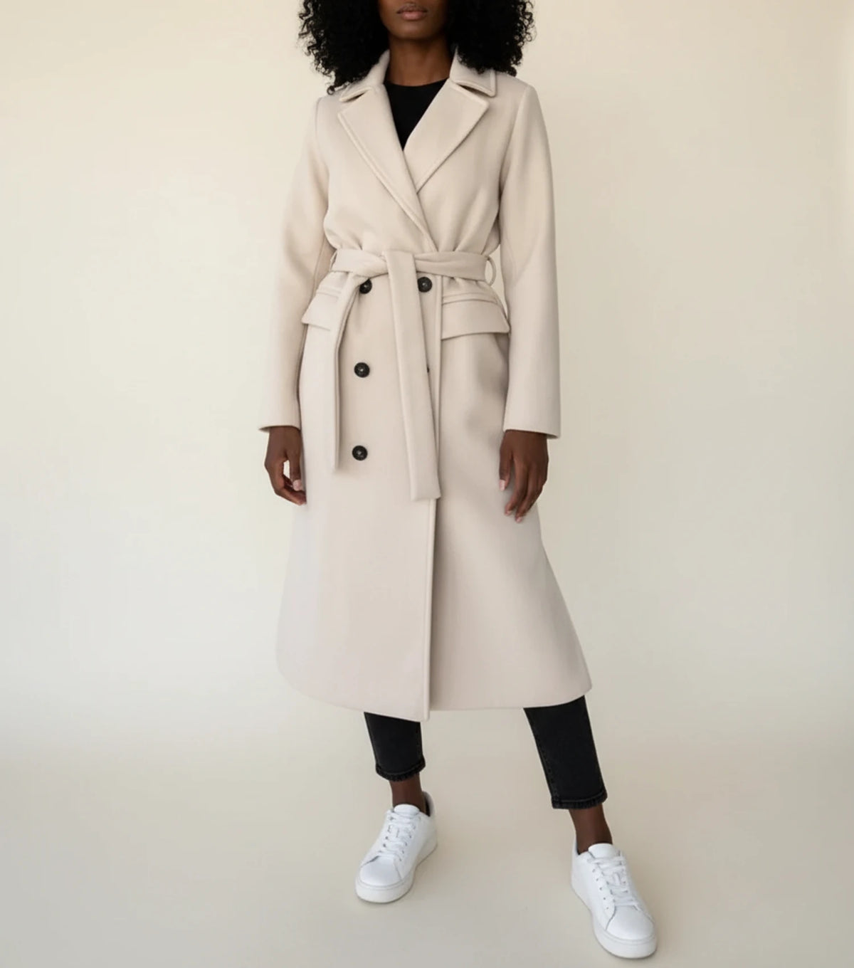 Women's Belted Midi Winter Overcoat