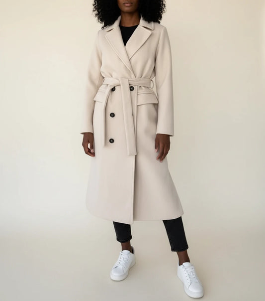 Women's Belted Midi Winter Overcoat
