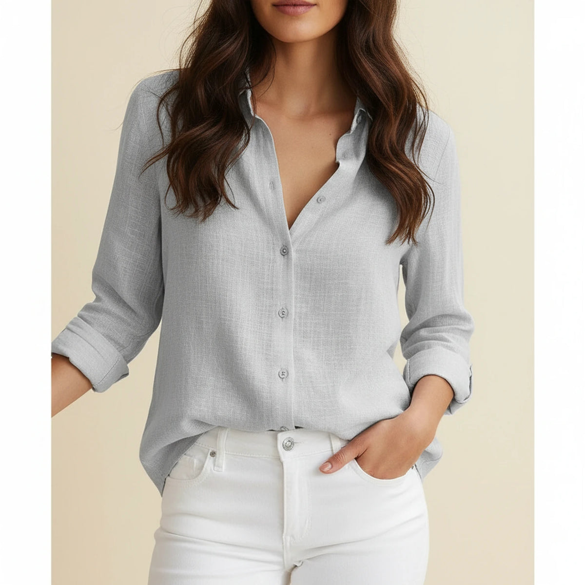Women's Relaxed Fit Button-Down Blouse