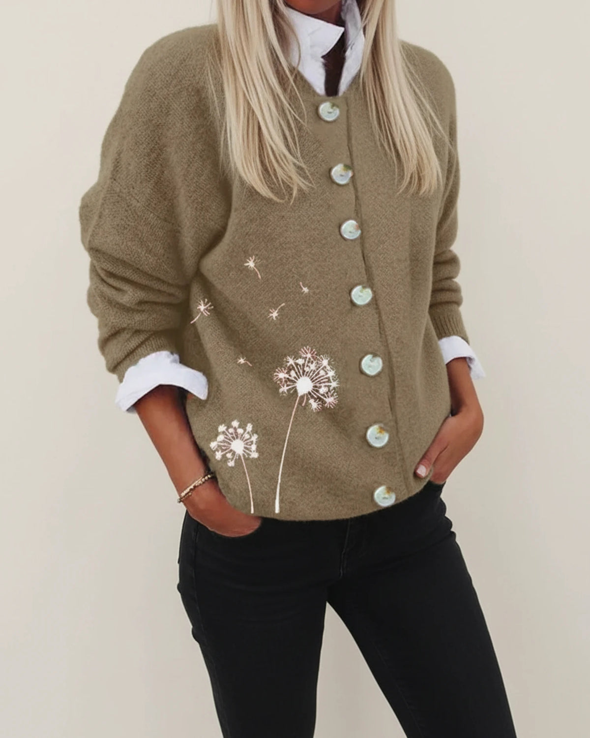 Women's Relaxed Button Front Winter Cardigan