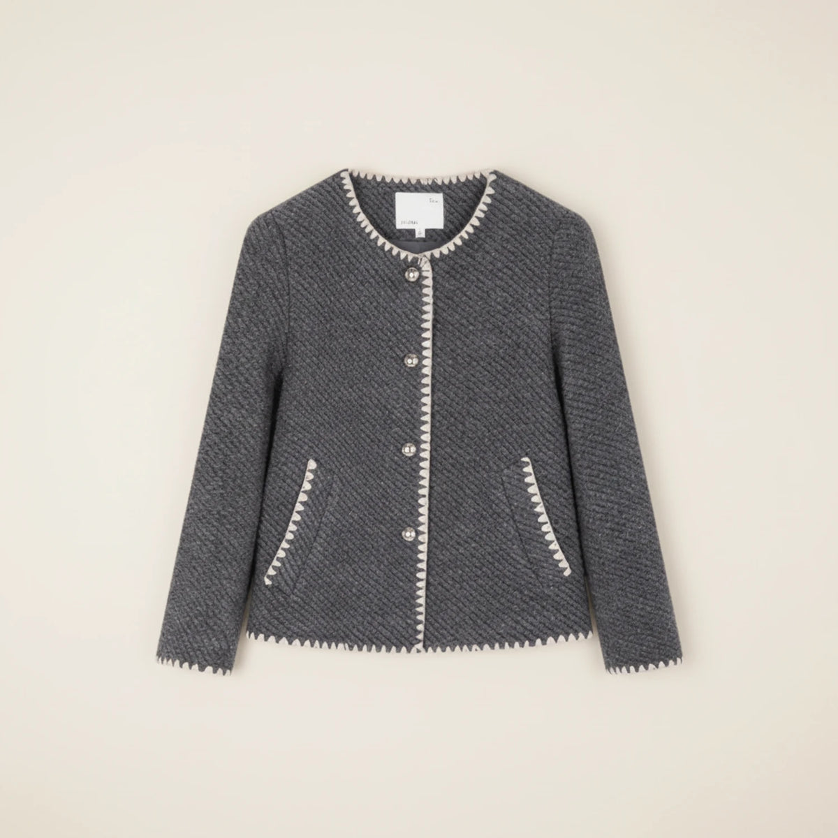 Women's Collarless Knit Cardigan Jacket