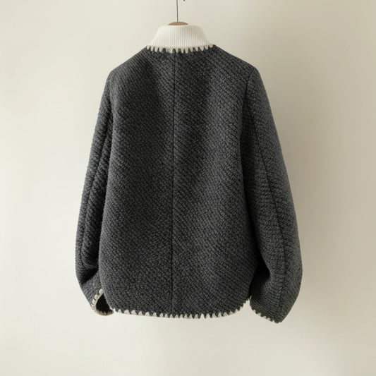 Women's Collarless Knit Cardigan Jacket