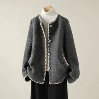 Women's Collarless Knit Cardigan Jacket
