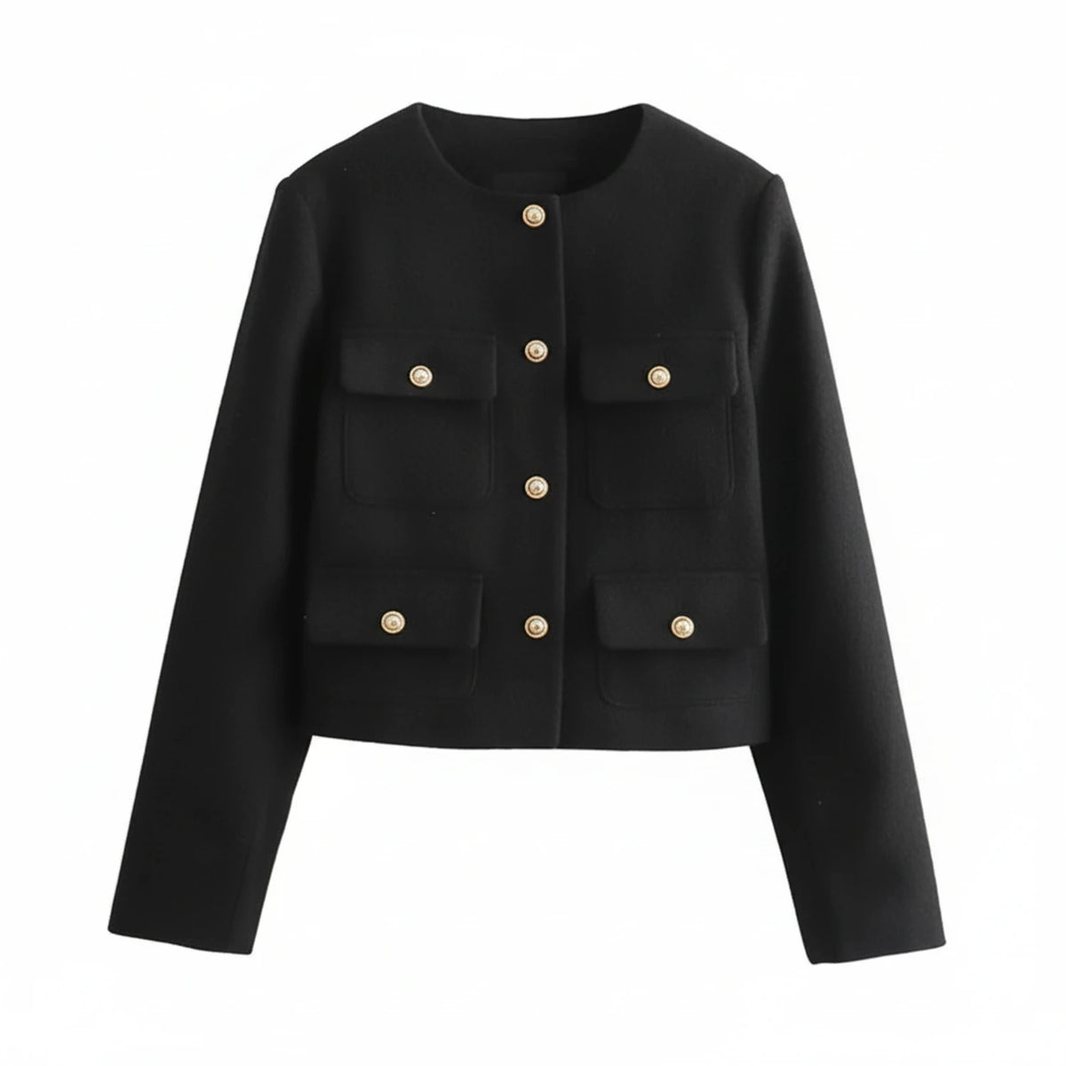Women's Collarless Cropped Blazer Jacket