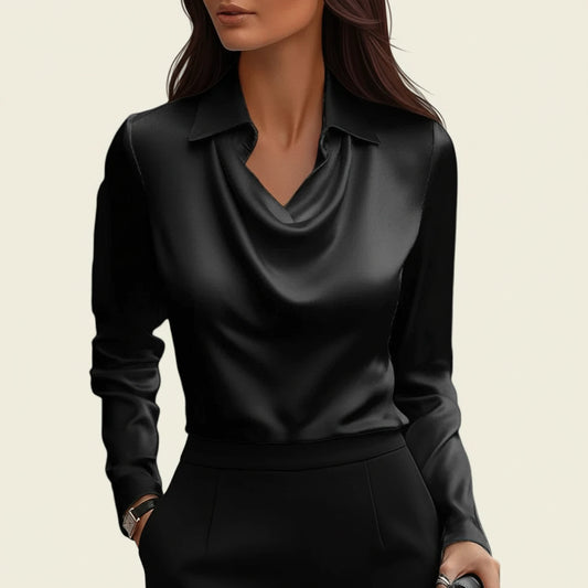 Women's Cowl Neck Satin Blouse