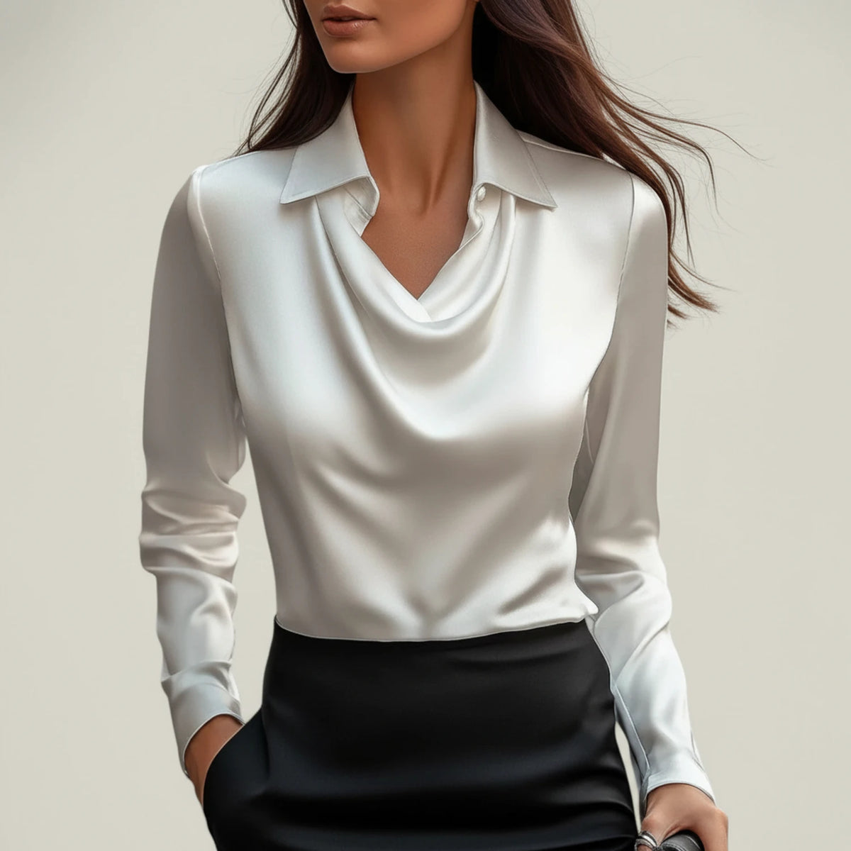 Women's Cowl Neck Satin Blouse