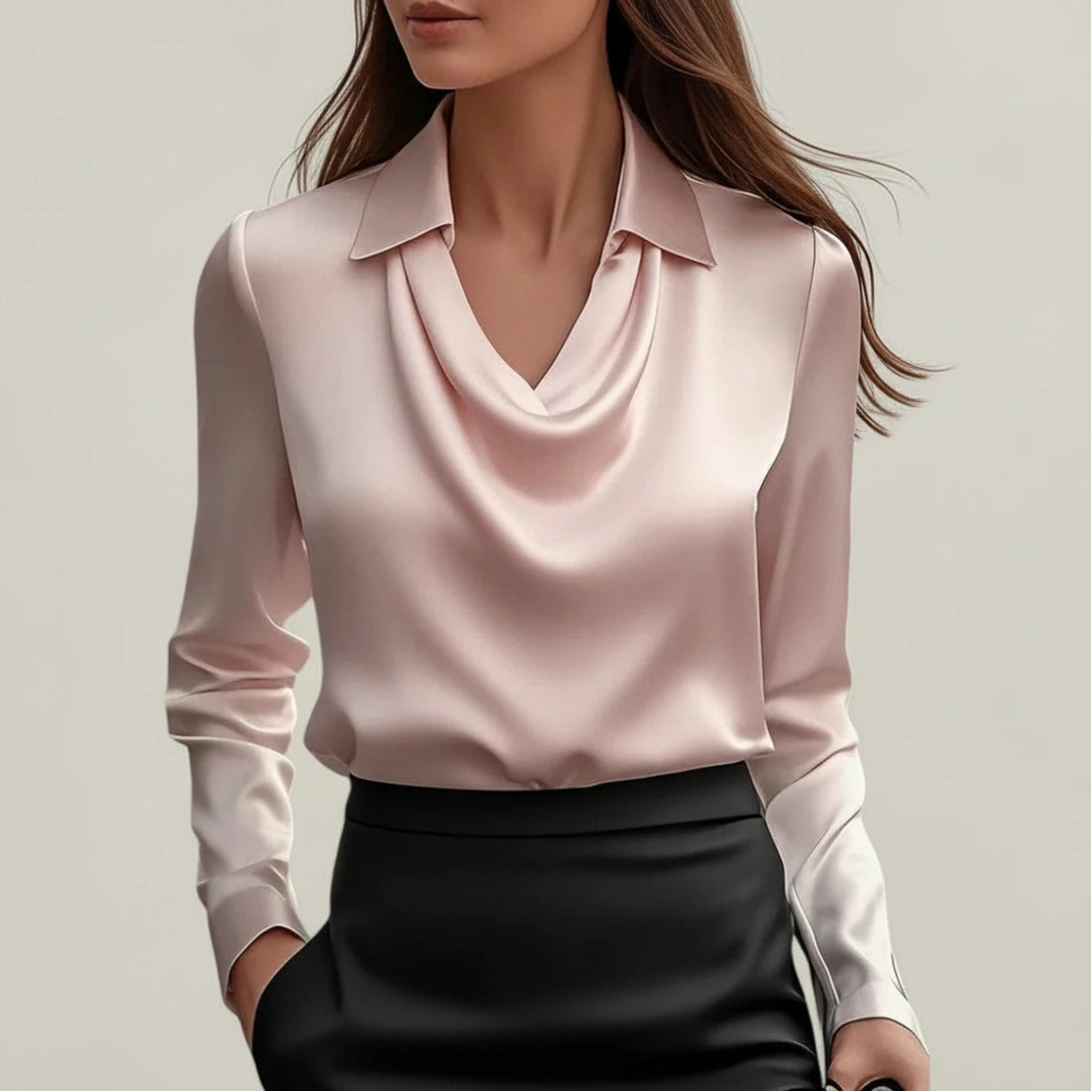 Women's Cowl Neck Satin Blouse