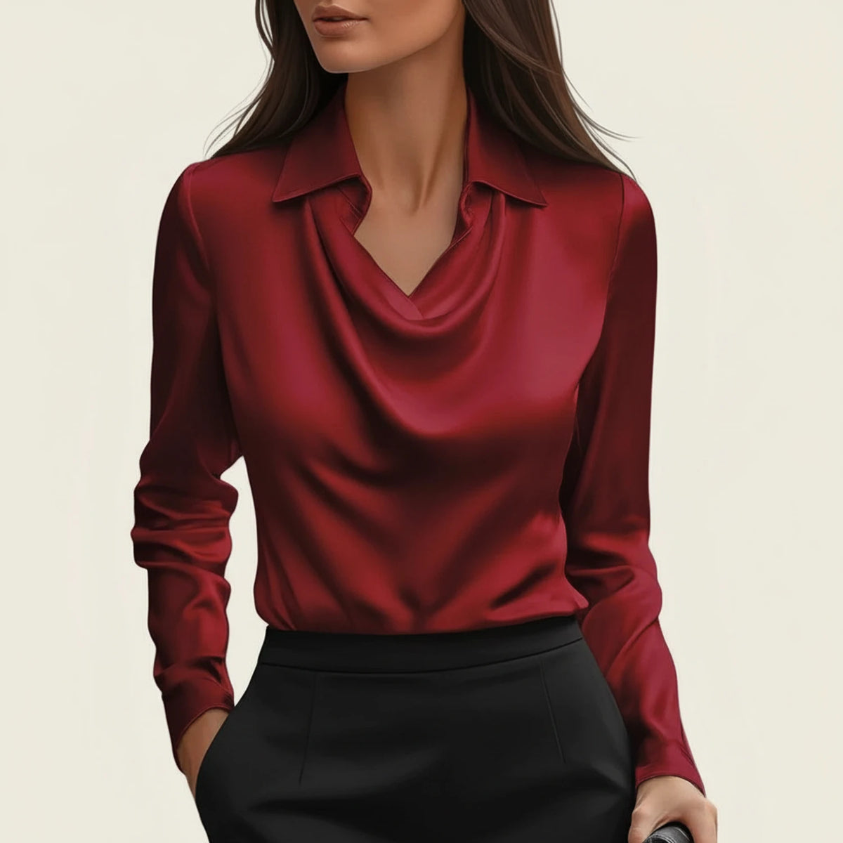 Women's Cowl Neck Satin Blouse