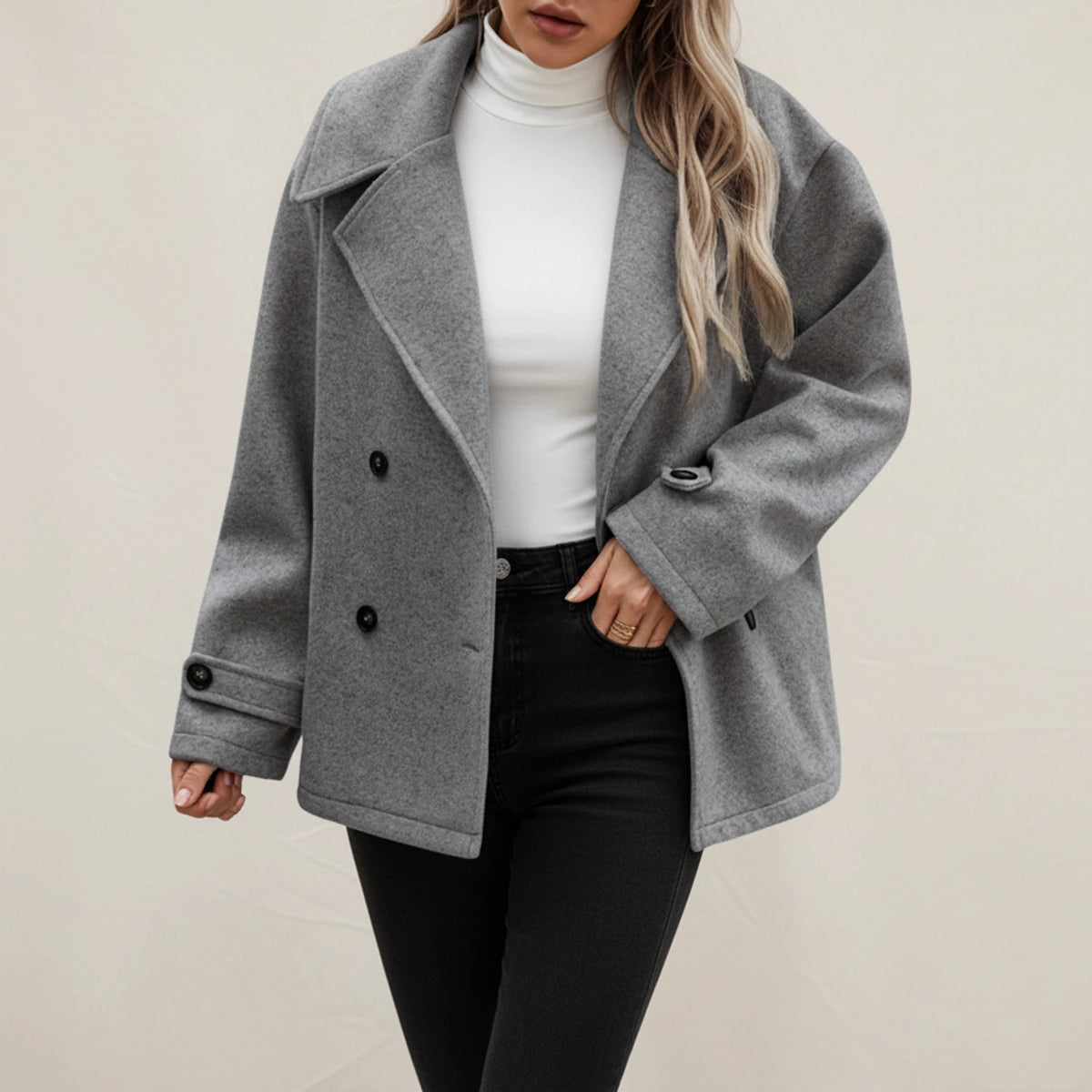 Women's Double Breasted Winter Pea Coat