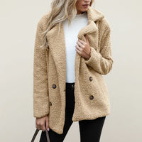 Women's Double-Breasted Teddy Peacoat