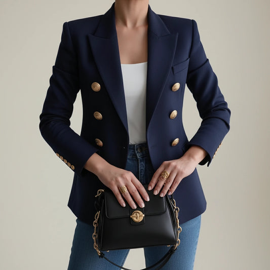 Women's Double-Breasted Tailored Blazer Jacket