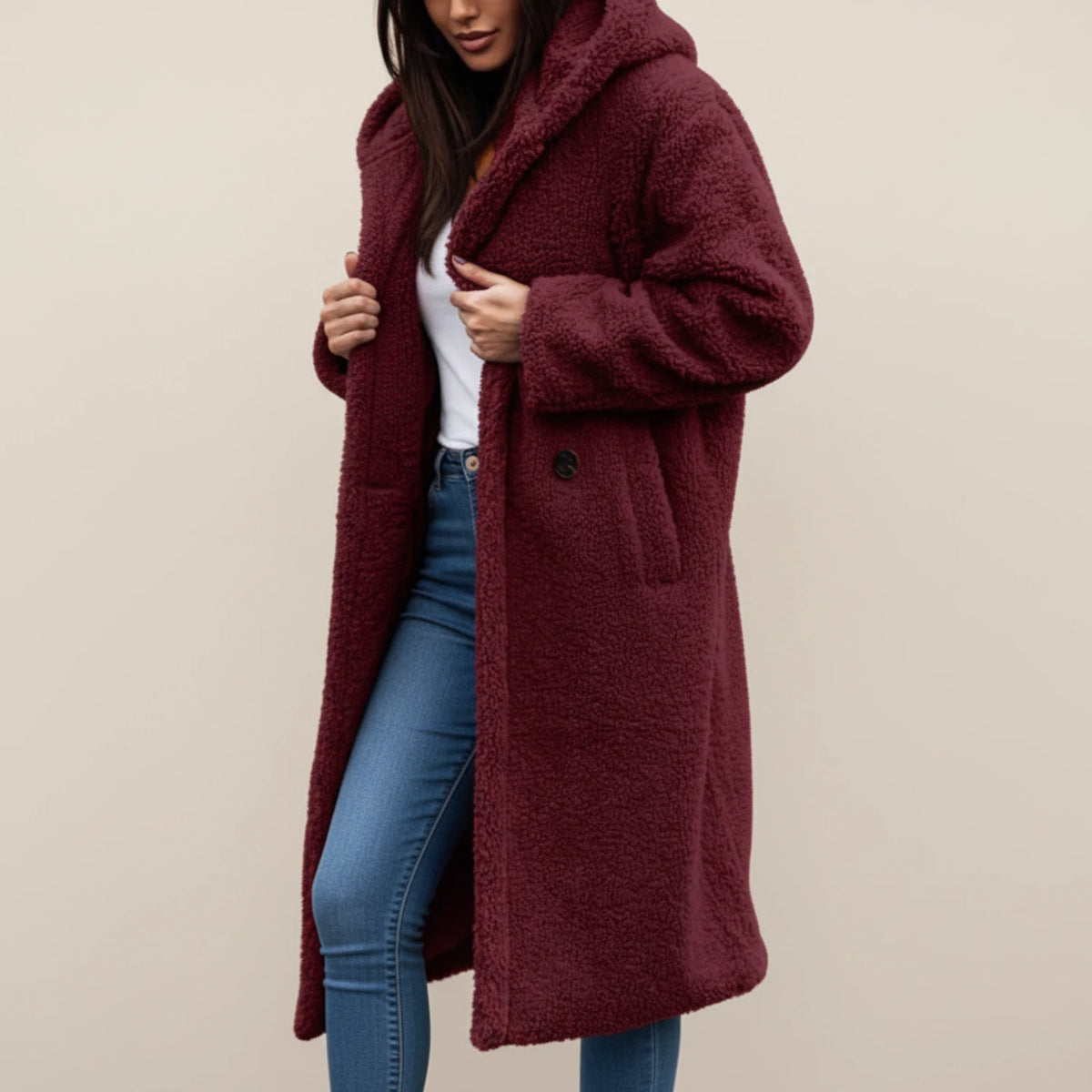 Women's Long Hooded Teddy Winter Coat