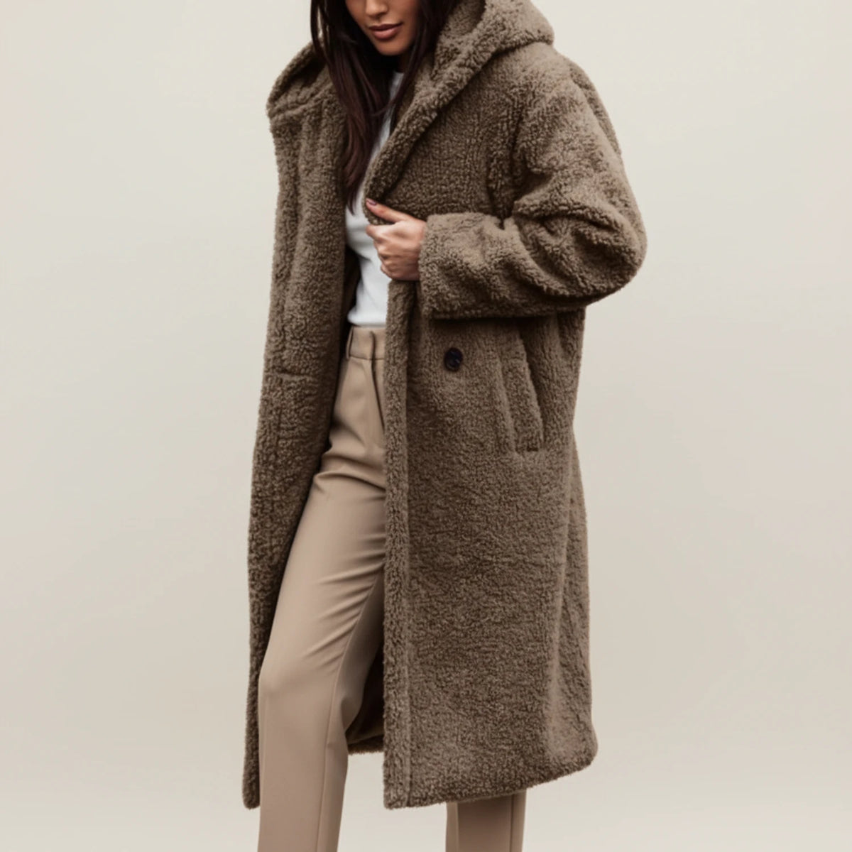 Women's Long Hooded Teddy Winter Coat