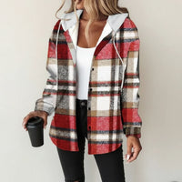Women's Winter Plaid Hooded Shirt Jacket