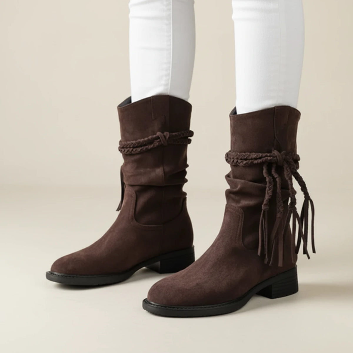 Women's Suede Style Slouch Mid-Calf Boots
