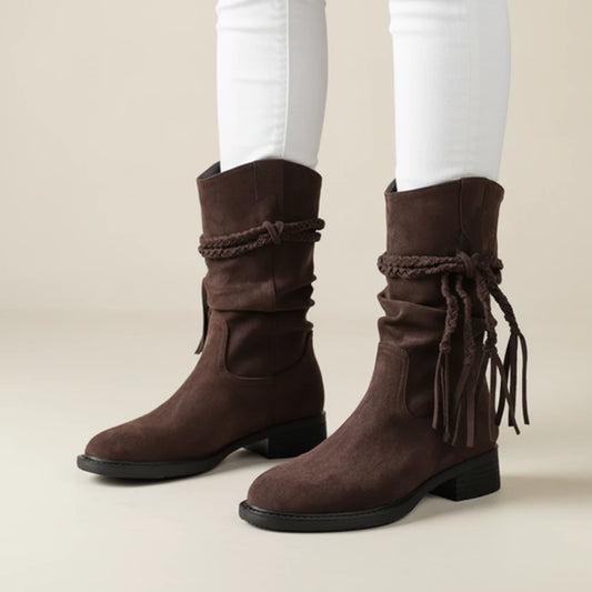 Women's Suede Style Slouch Mid-Calf Boots