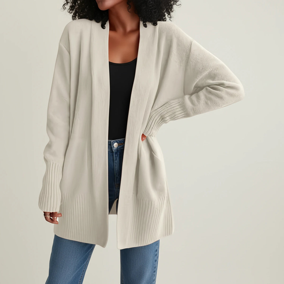 Women's Mid-Length Open-Front Cardigan