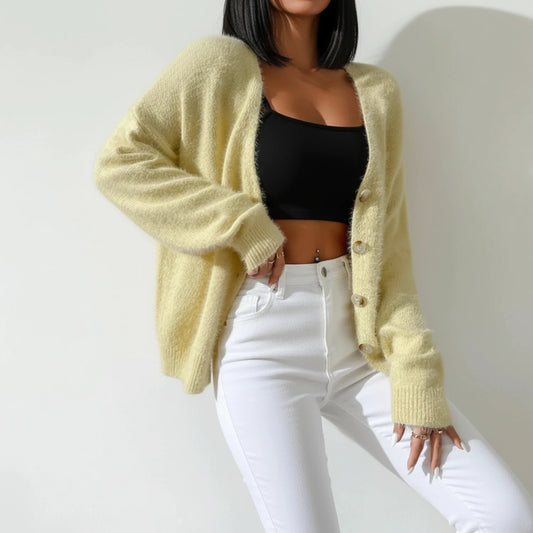 Women's Oversized Button Front Winter Cardigan