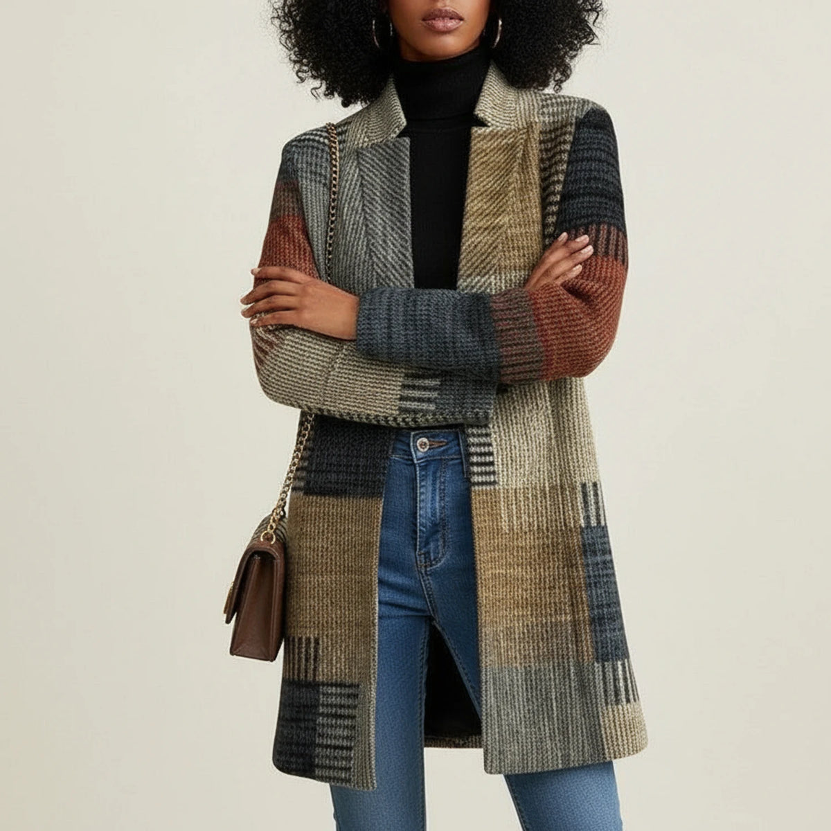 Women's Plaid Longline Shirt Jacket