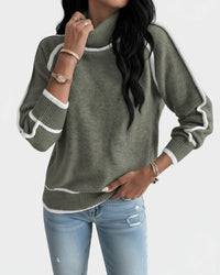 Women's Contrast Trim Turtleneck Knit Sweater