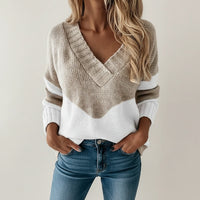 Women's Color Block V-Neck Sweater