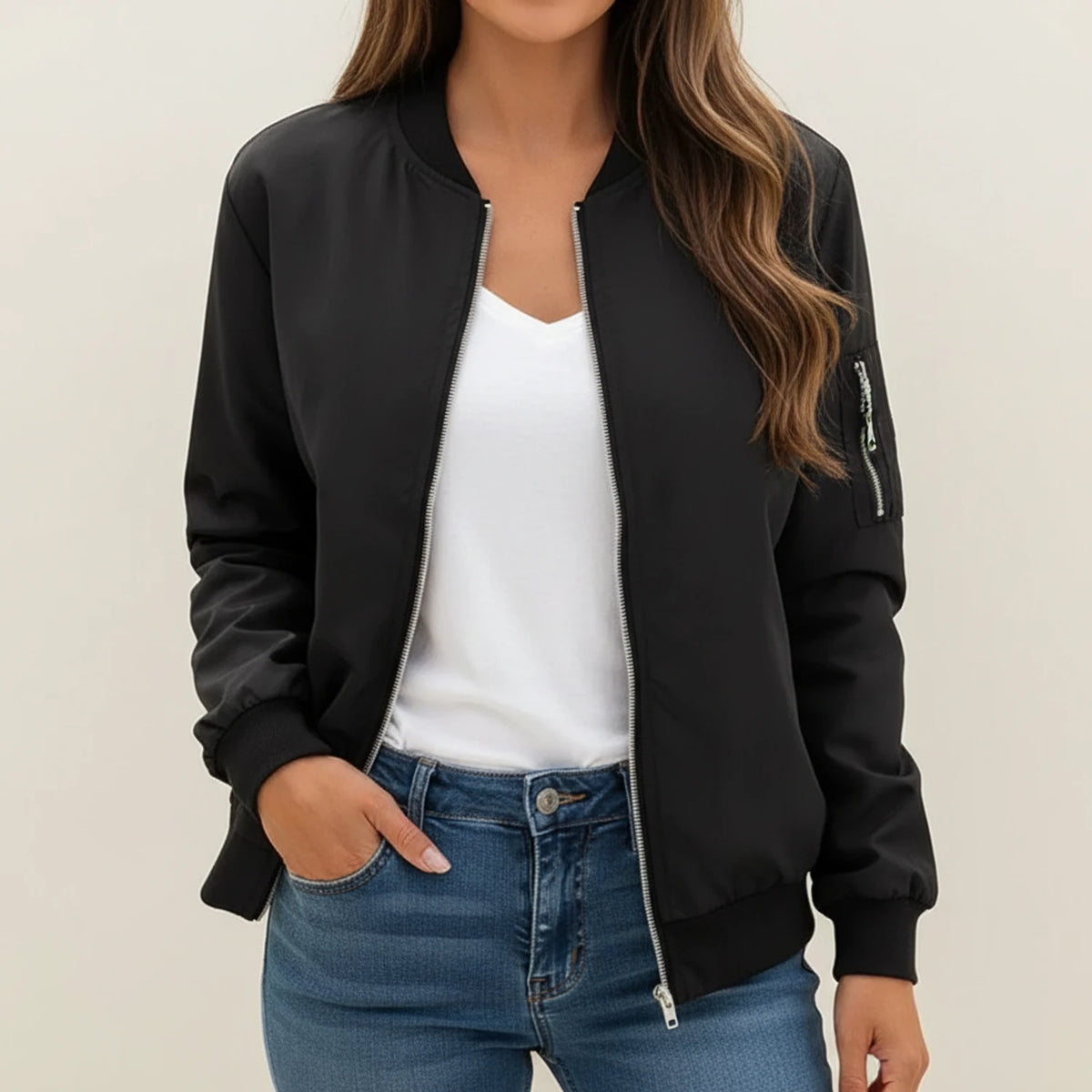 Women's Zip-Up Bomber Jacket