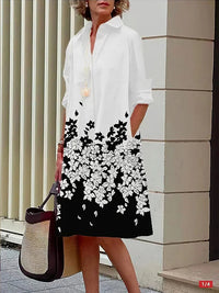 Women's Cotton Shirt Dress A Line Midi