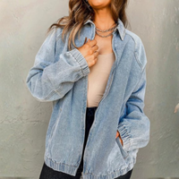 Women's Zip-Up Denim Bomber Jacket